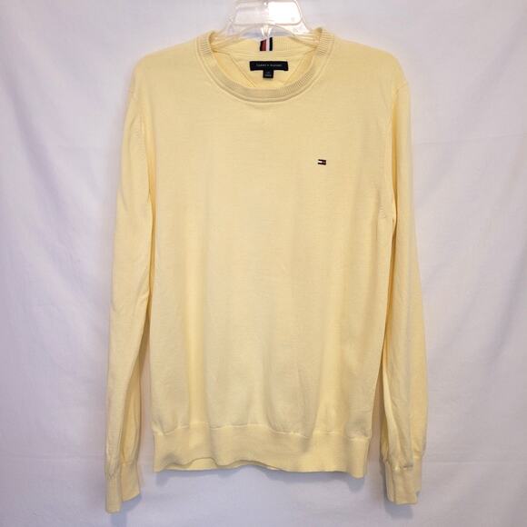 Tommy Hilfiger Men’s Cotton Yellow Crewneck Sweater Size Large Preppy Style - Picture 1 of 8